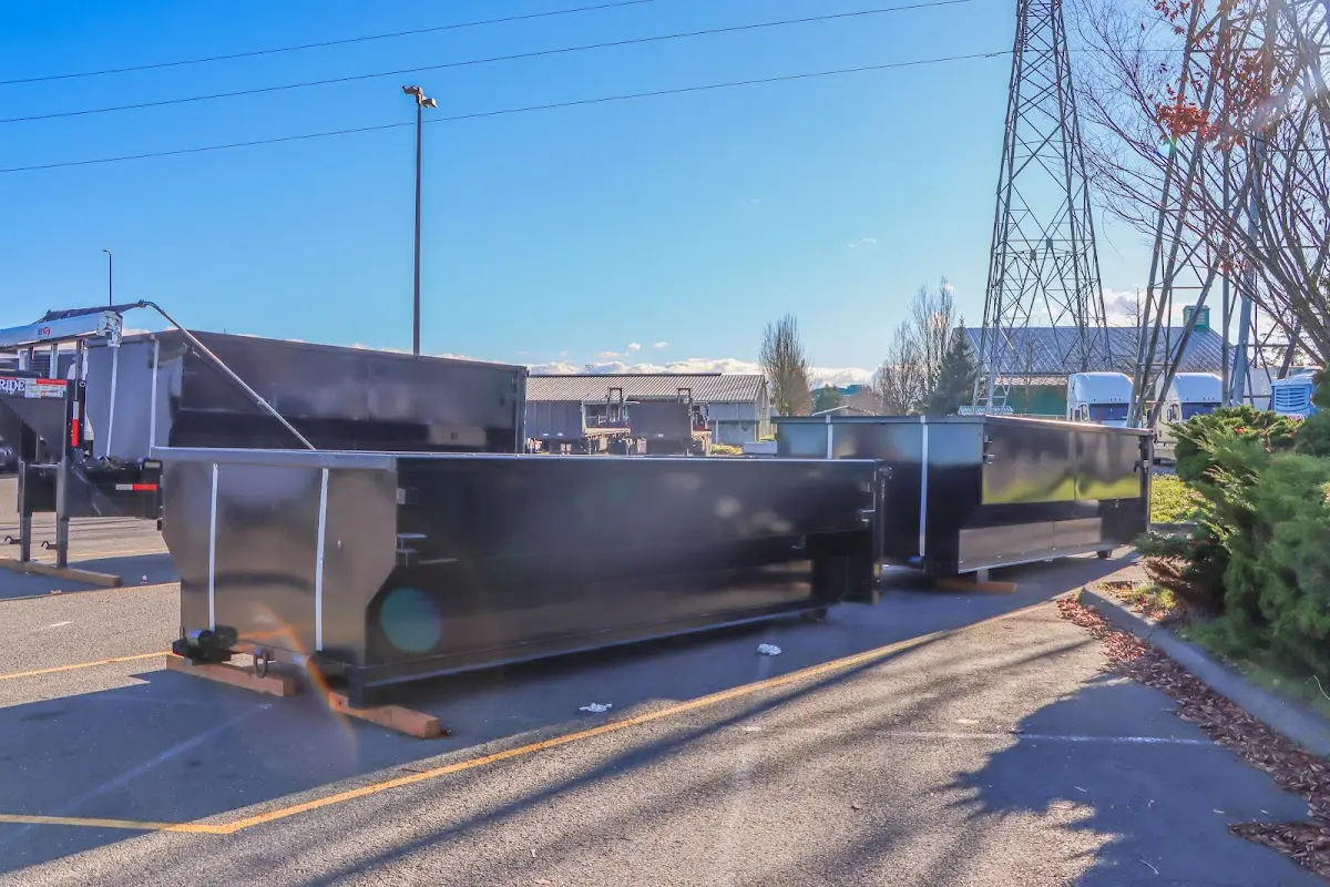 Roll-off dumpster ready for waste disposal at job site for Demolition Dumpster Rental in Lake Zurich